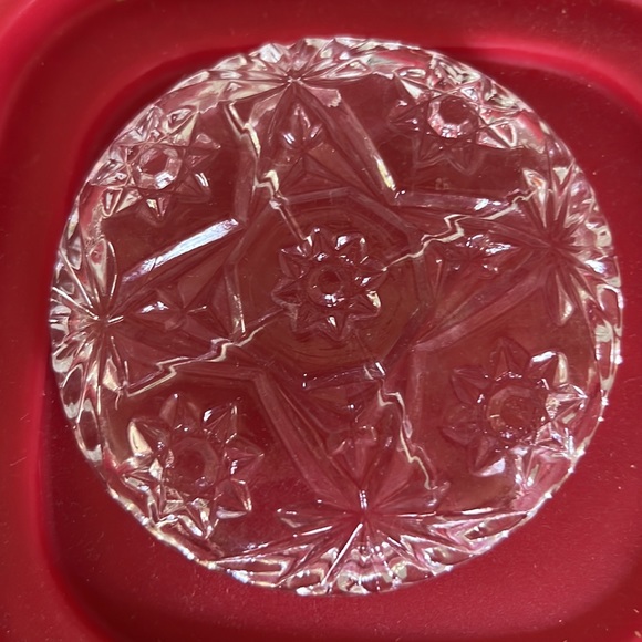 Vintage Glass Coasters - Set 4 Crystal Clear - Depression Glass Star - Picture 6 of 15